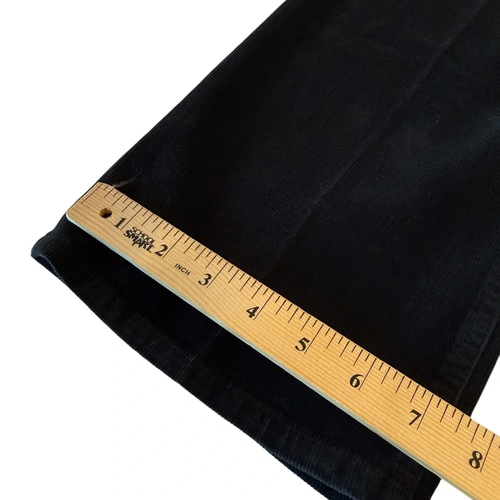 J Crew Slim Wide Leg Stretch Black Corduroy Sailor CC444 Size 23 NEW Kidsc L/XL
